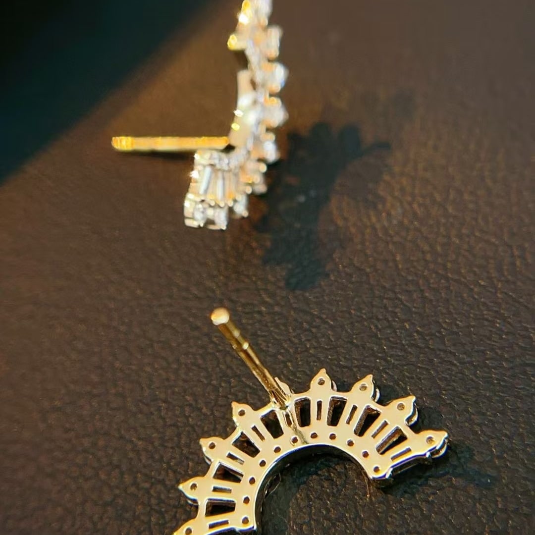 14k Gold 0.55 Ct Natural H Diamond Earrings - 5