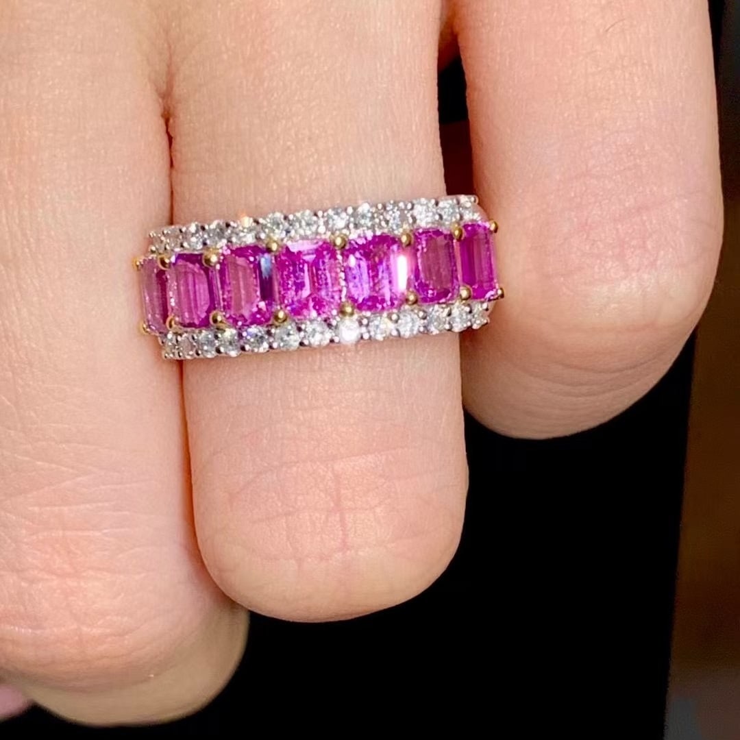 14k Gold 1.85 Ct Natural Padparadscha Sapphire & Diamond Ring - 2