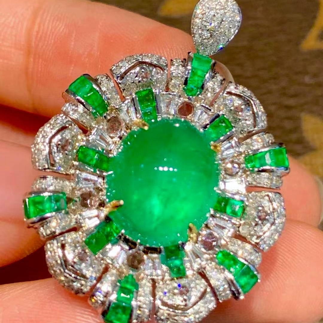 14k Gold 8.05 Ct Natural Emerald & Diamond Ring/pendant( Without Chain ) - 5