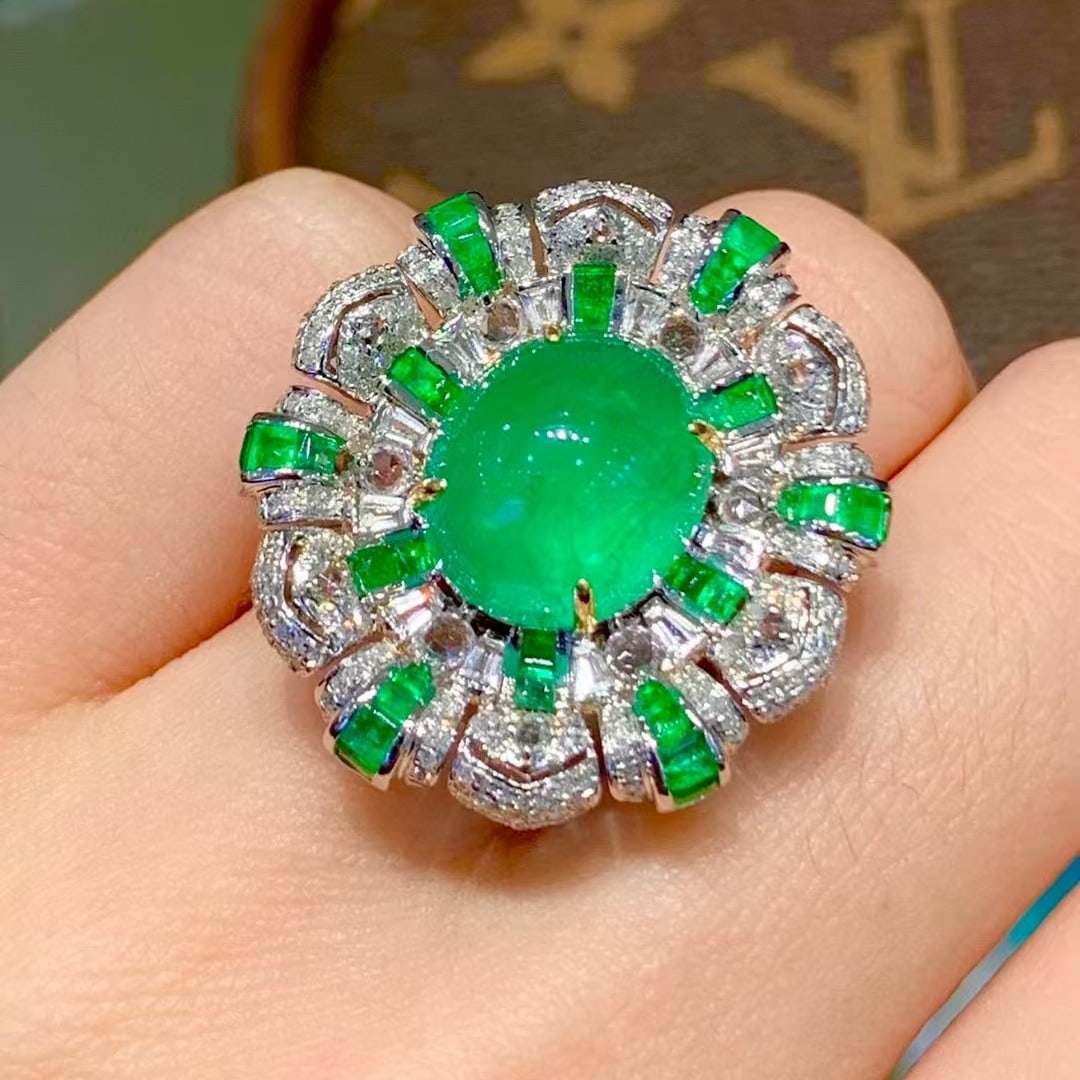 14k Gold 8.05 Ct Natural Emerald & Diamond Ring/pendant( Without Chain ) - 6