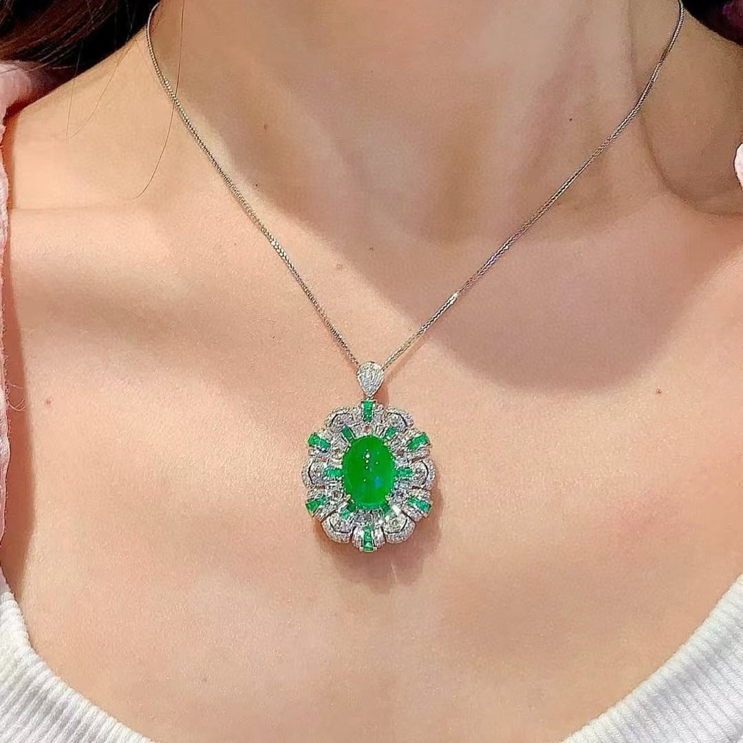 14k Gold 8.05 Ct Natural Emerald & Diamond Ring/pendant( Without Chain ) - 7