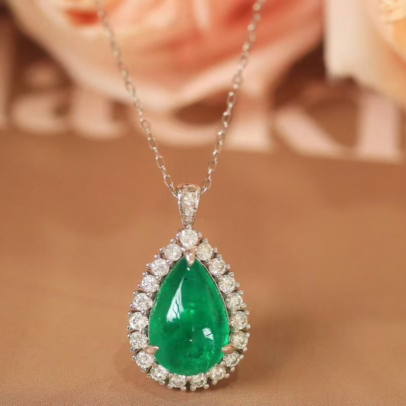 14k Gold 4.15 Ctw Natural Emerald & Diamond Ring/pendant( Without Chain ) - 3