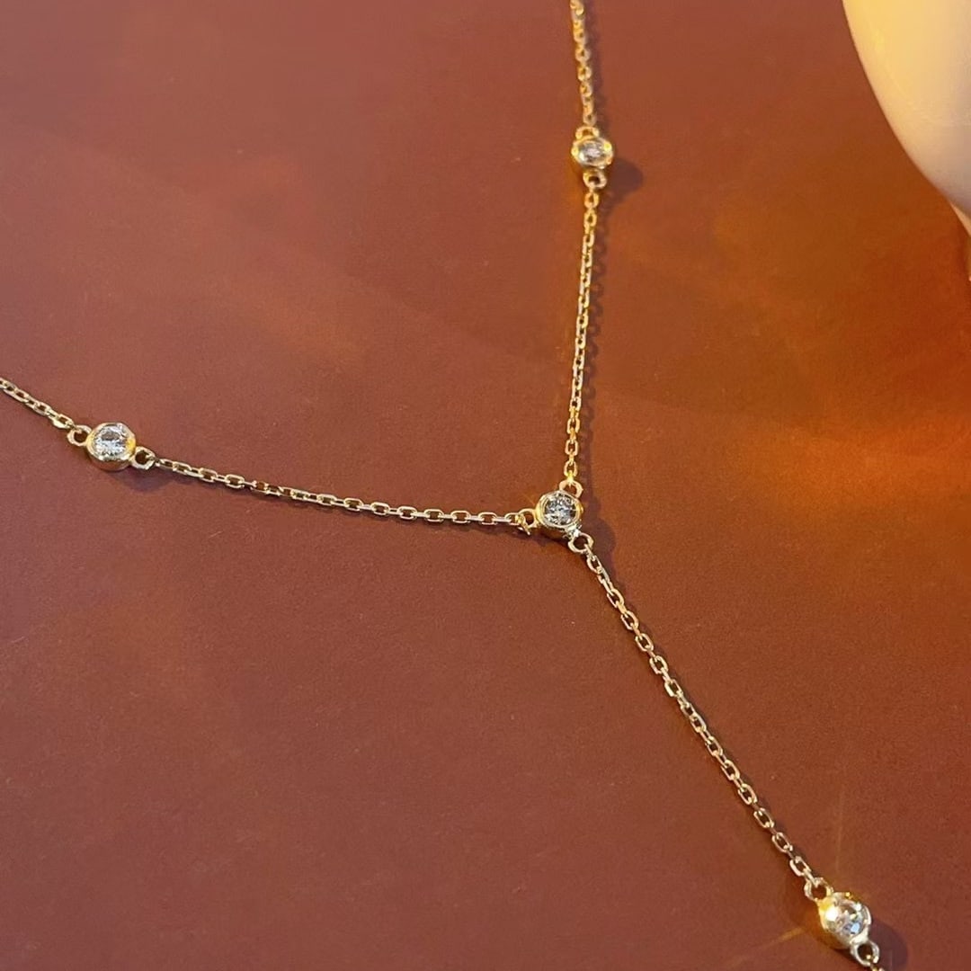 14k Gold 0.31 Ct Natural H Diamond Necklace - 2