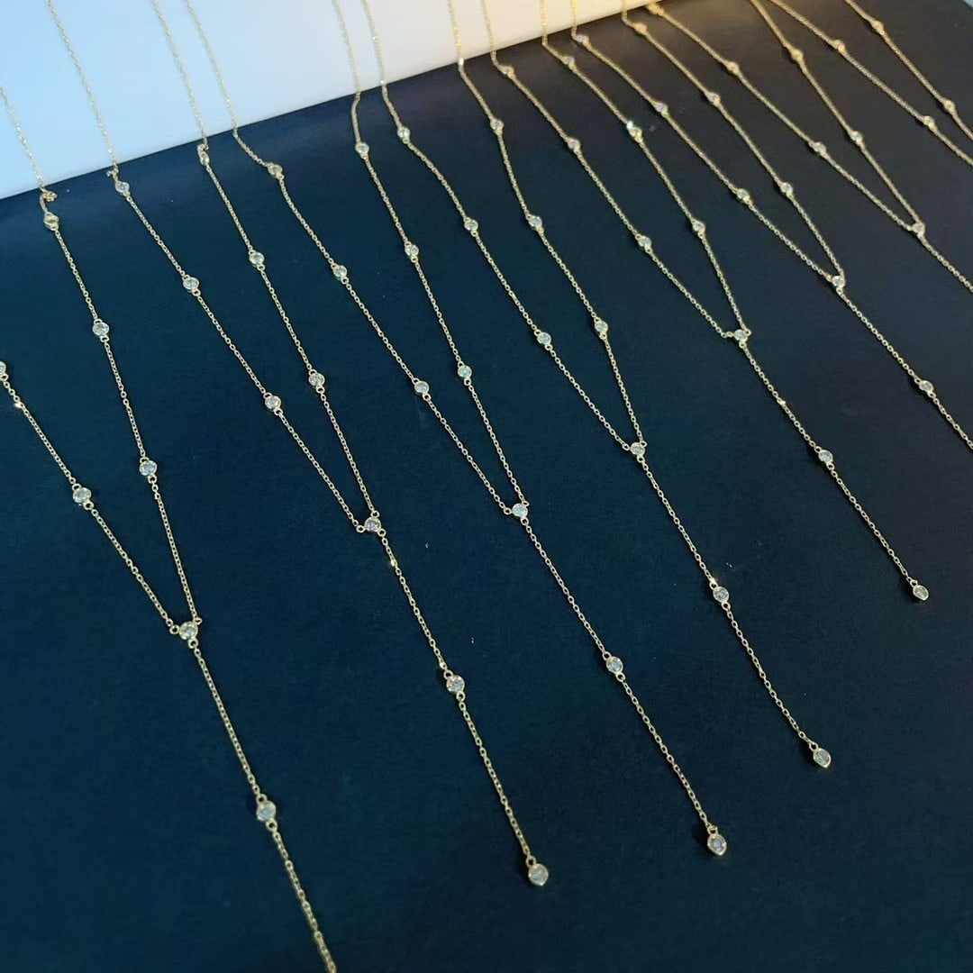 14k Gold 0.31 Ct Natural H Diamond Necklace - 5