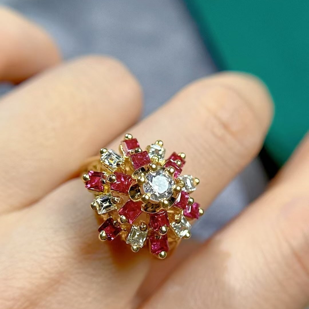 14k Gold 1.8 Ctw Natural Ruby & Diamond Ring - 2