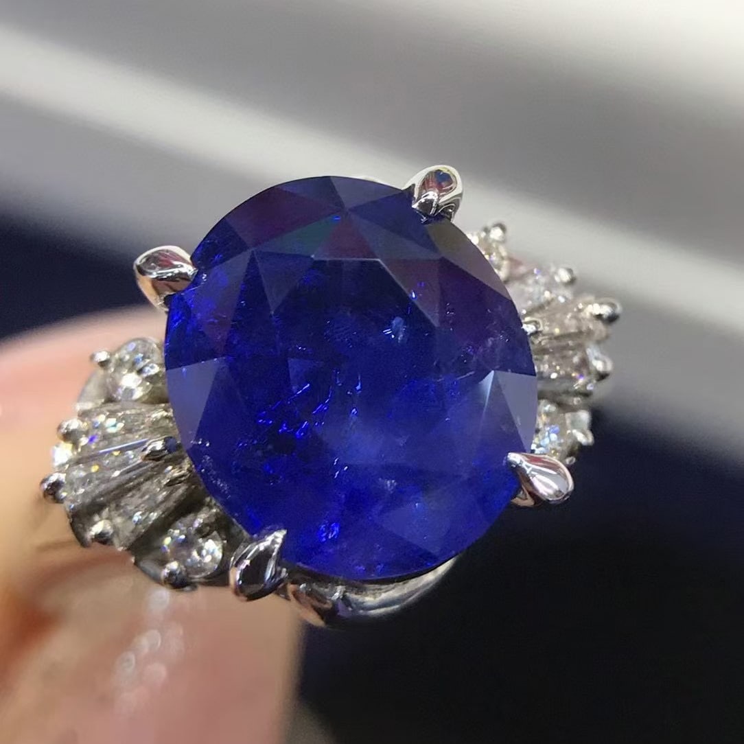 14k Gold 5.27 Ctw Natural Sapphire & Diamond Ring - 2