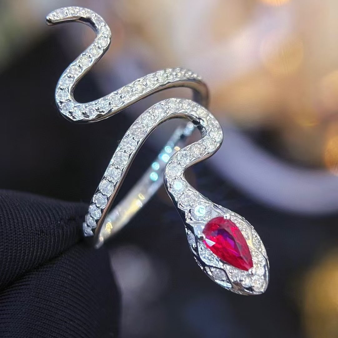 14k Gold 0.45 Ct Natural Ruby & Diamond Ring - 2