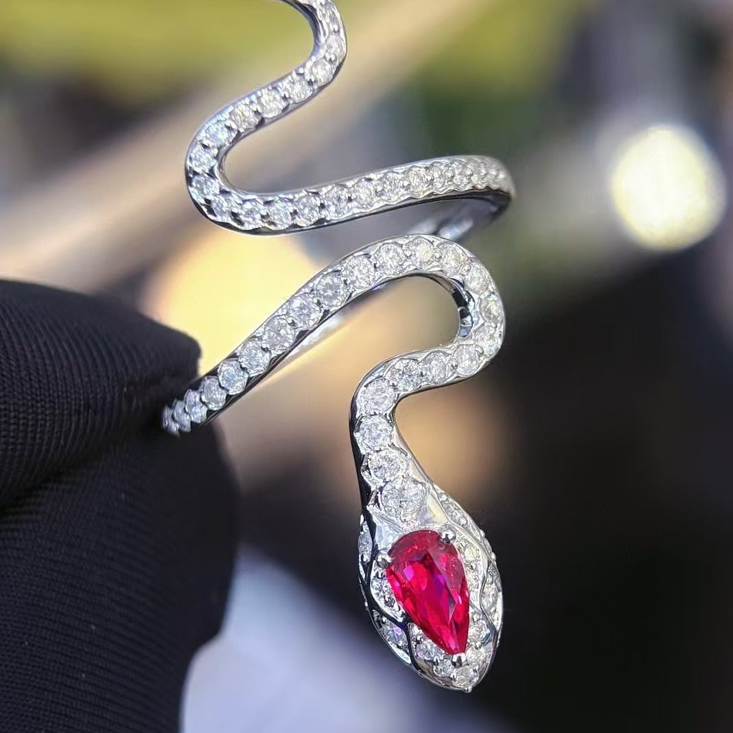 14k Gold 0.45 Ct Natural Ruby & Diamond Ring - 3