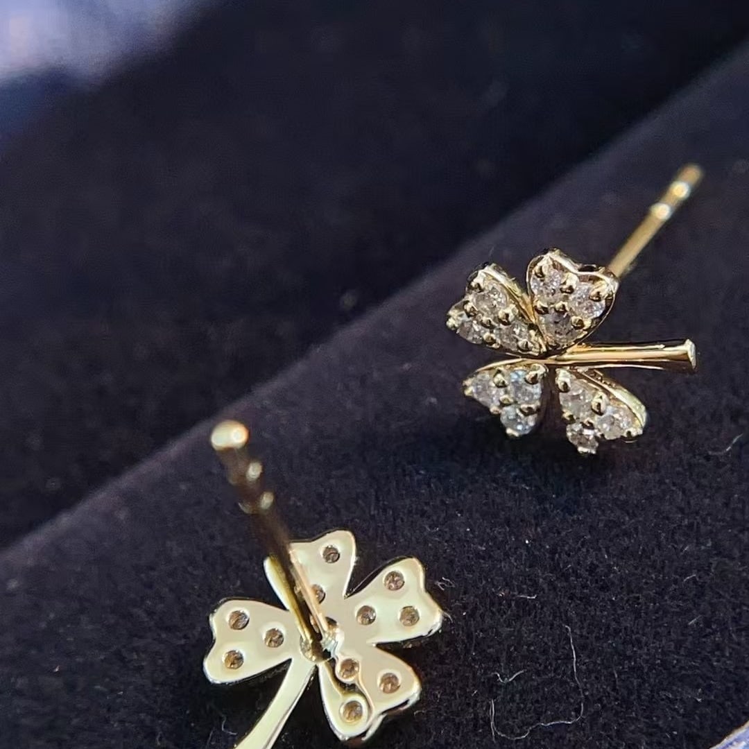 14k Gold 0.16 Ct Natural H Diamond Earrings - 2