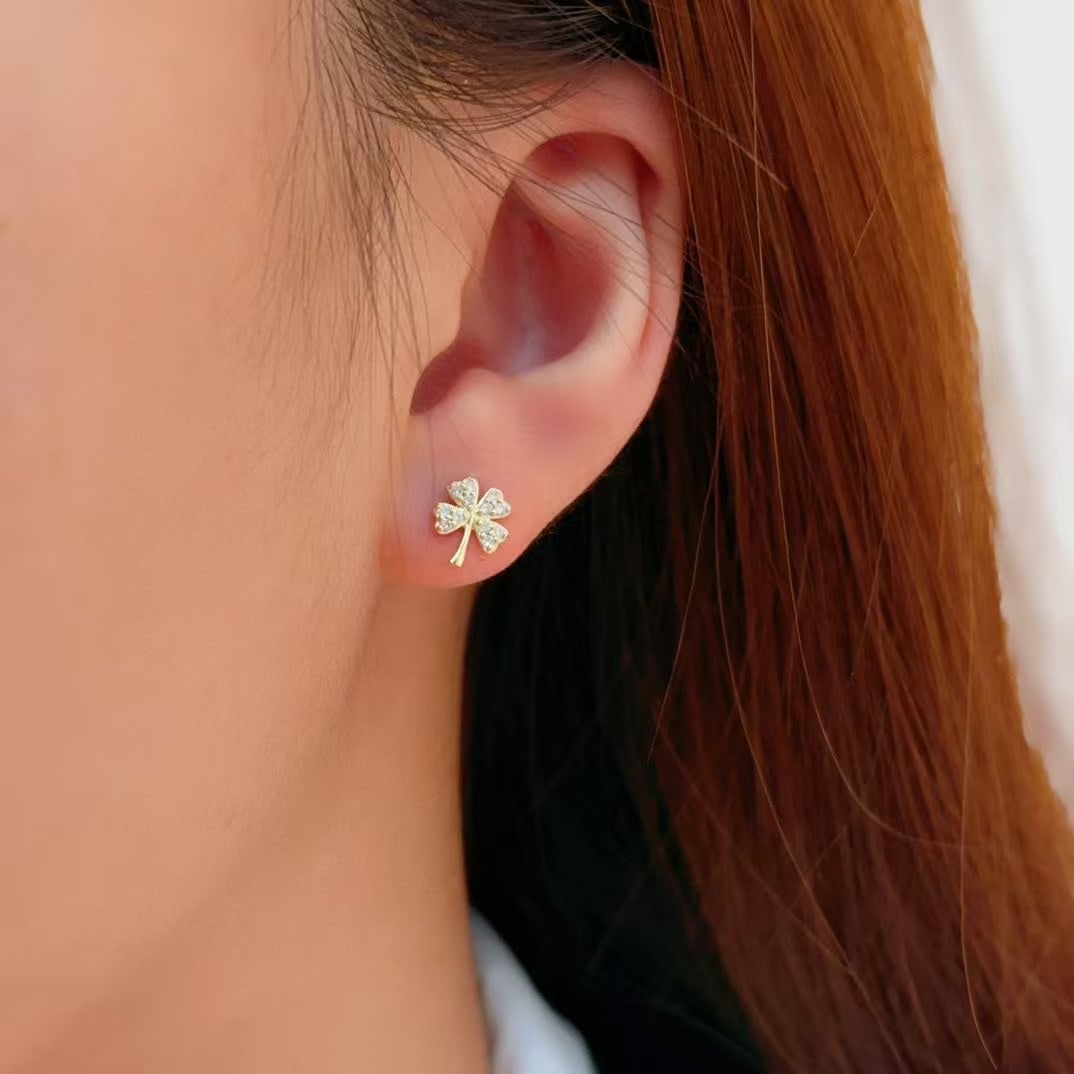 14k Gold 0.16 Ct Natural H Diamond Earrings - 3