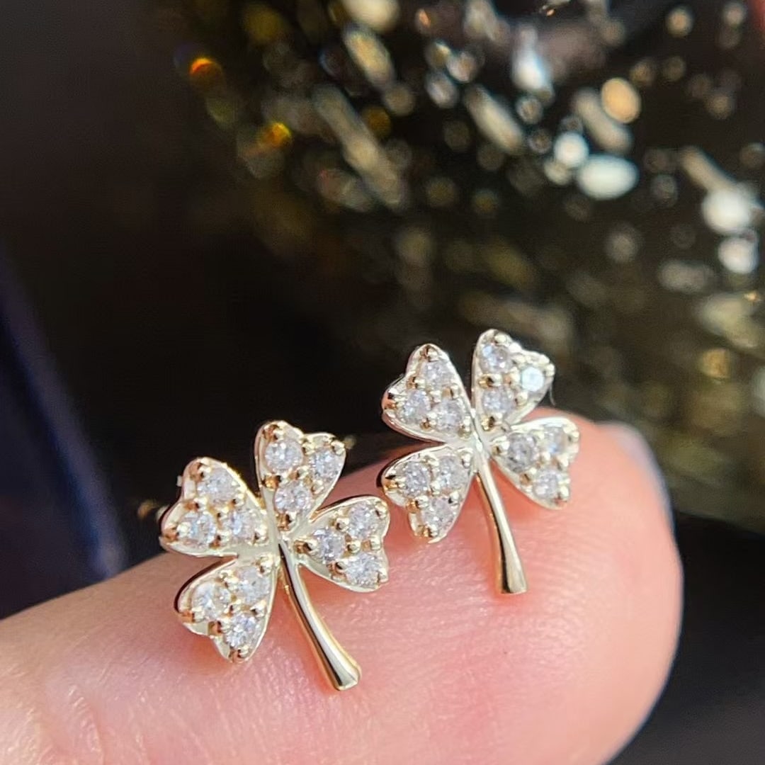 14k Gold 0.16 Ct Natural H Diamond Earrings - 6