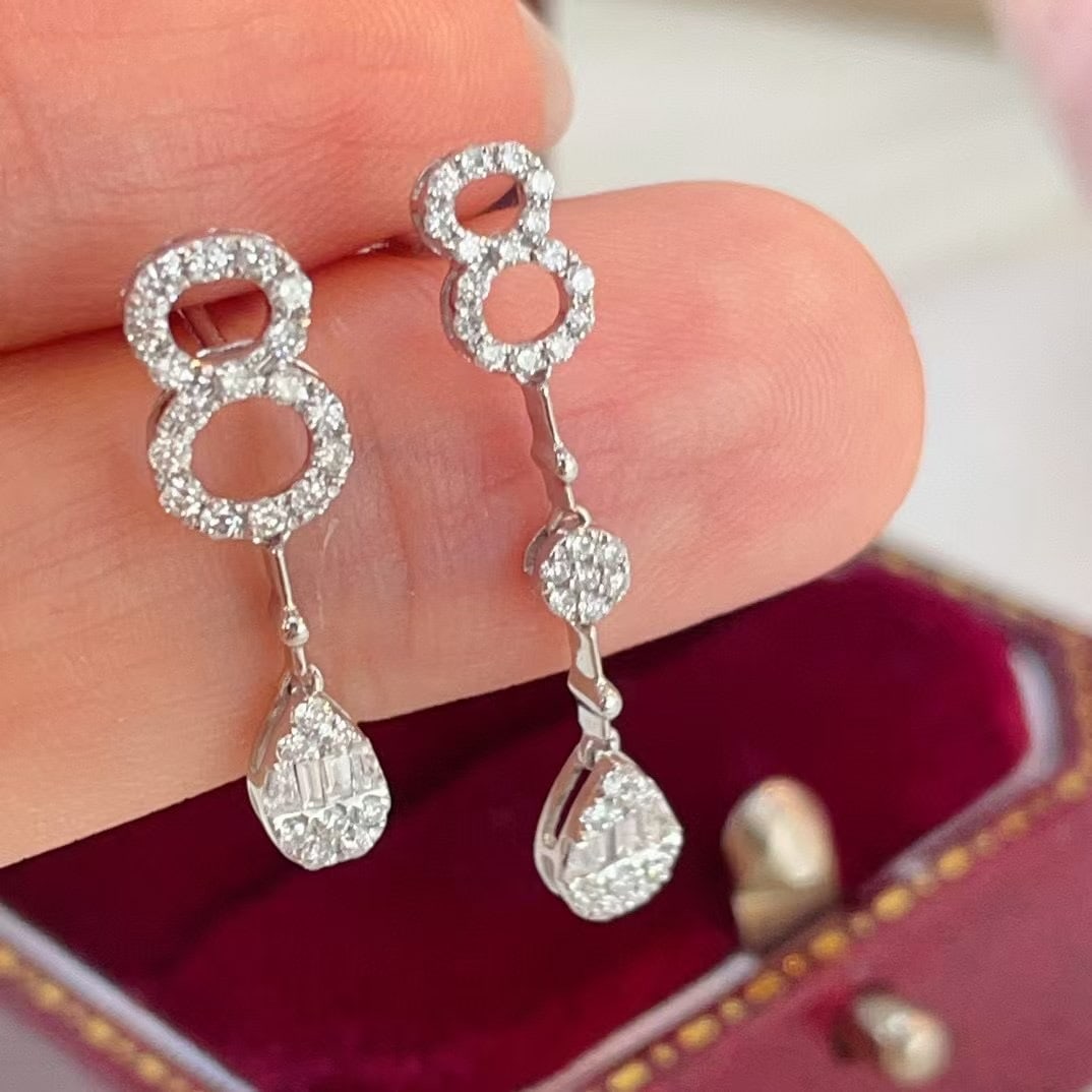 14k Gold 0.36 Ct Natural H Diamond Earrings - 3