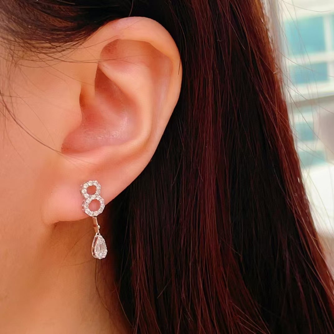 14k Gold 0.36 Ct Natural H Diamond Earrings - 4