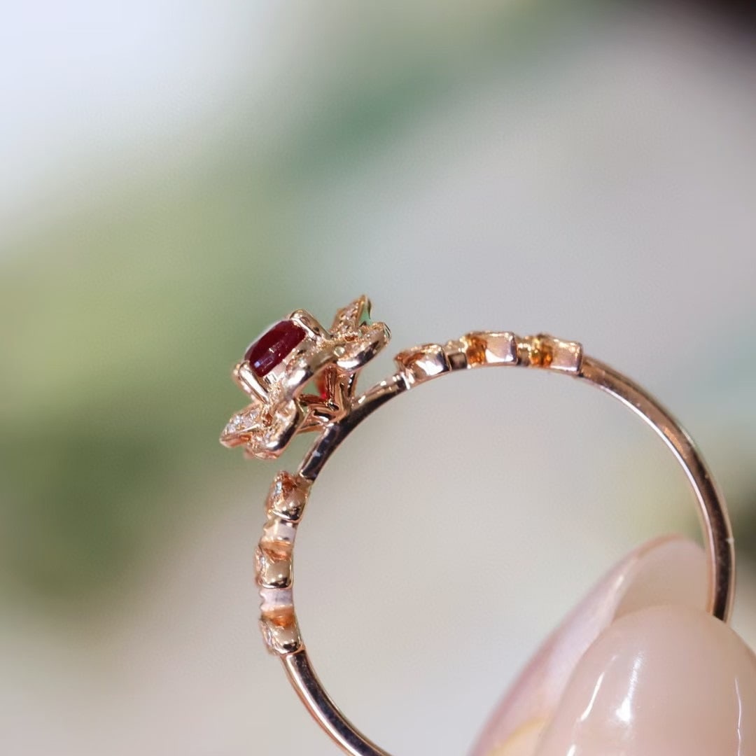 14k Gold 0.55 Ctw Natural Ruby & Diamond Ring - 2