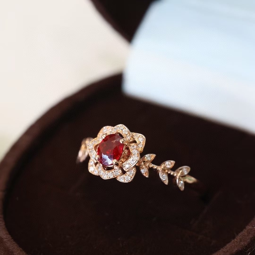 14k Gold 0.55 Ctw Natural Ruby & Diamond Ring - 6