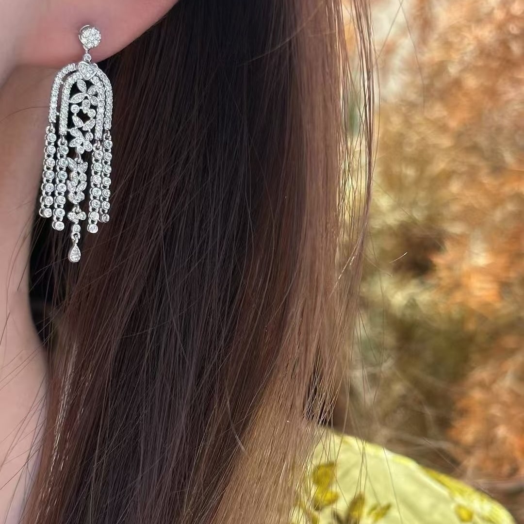 14k Gold 1.1 Ct Natural H Diamond Earrings - 2