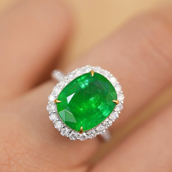 14k Gold 7.2 Ct Natural Emerald & Diamond Ring/pendant( Without Chain ) - 5