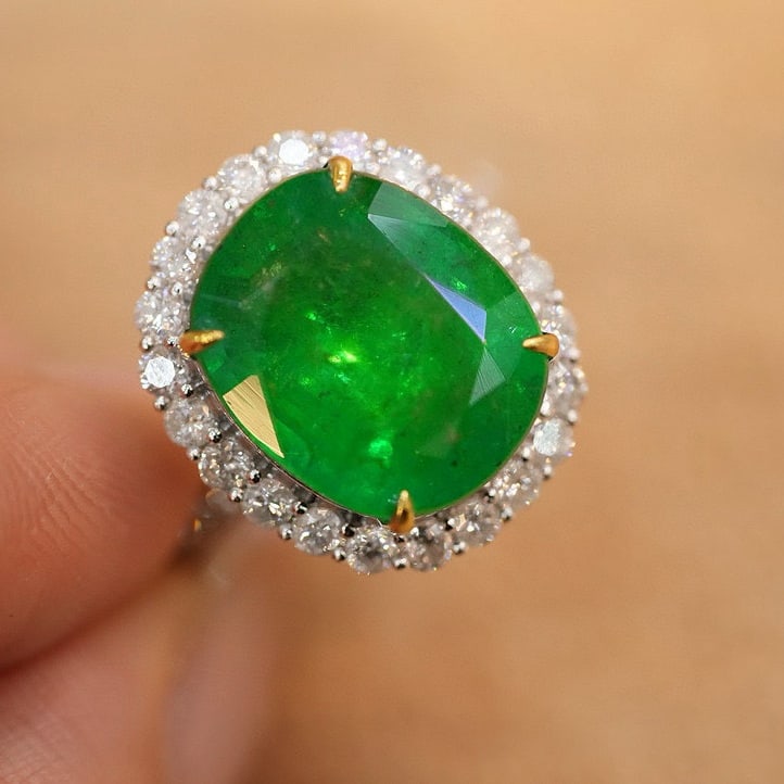 14k Gold 7.2 Ct Natural Emerald & Diamond Ring/pendant( Without Chain ) - 6