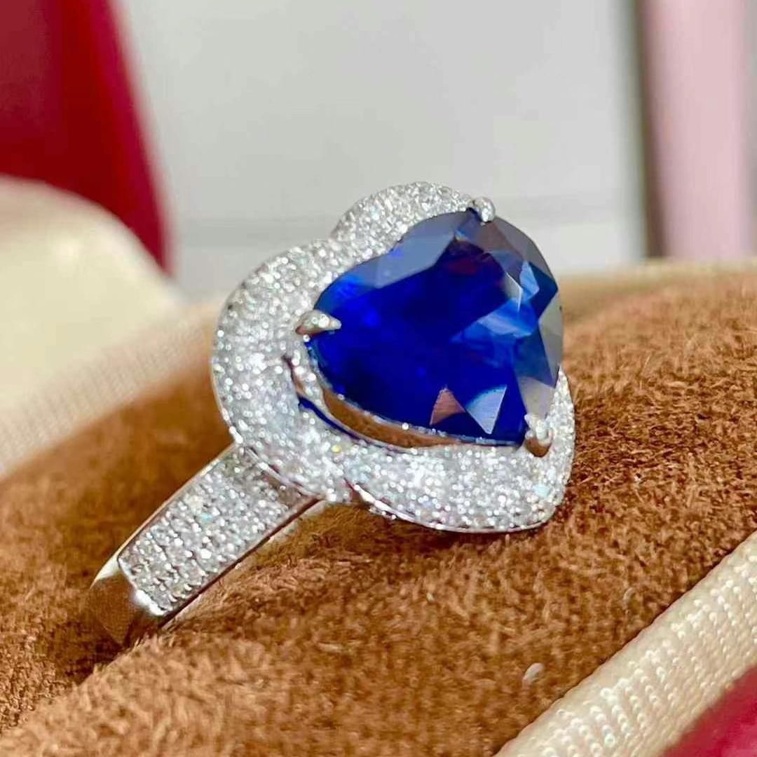 14k Gold 3.1 Ct Natural Sapphire & Diamond Ring - 3