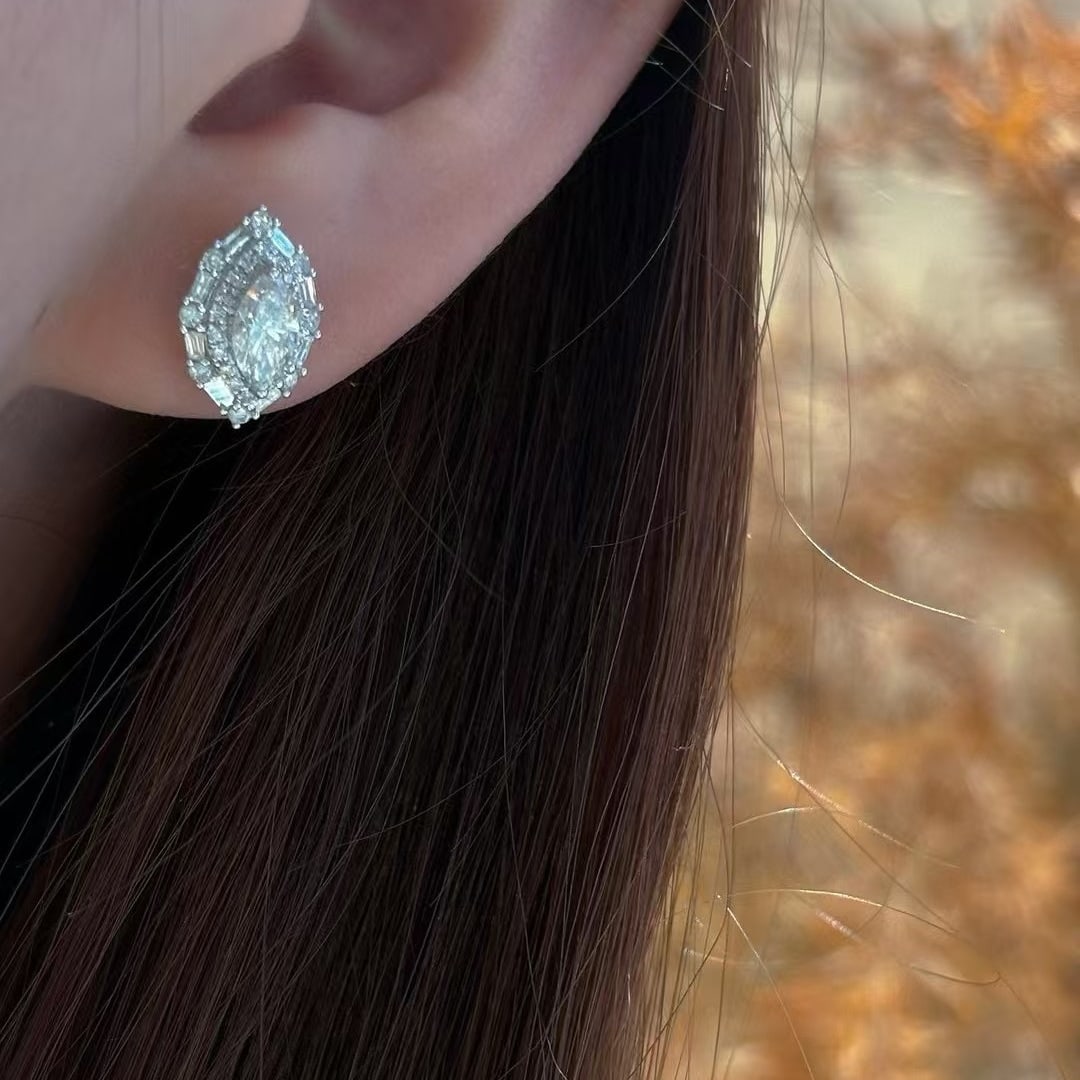 14k Gold 0.95 Ctw Natural H Diamond Earrings - 3