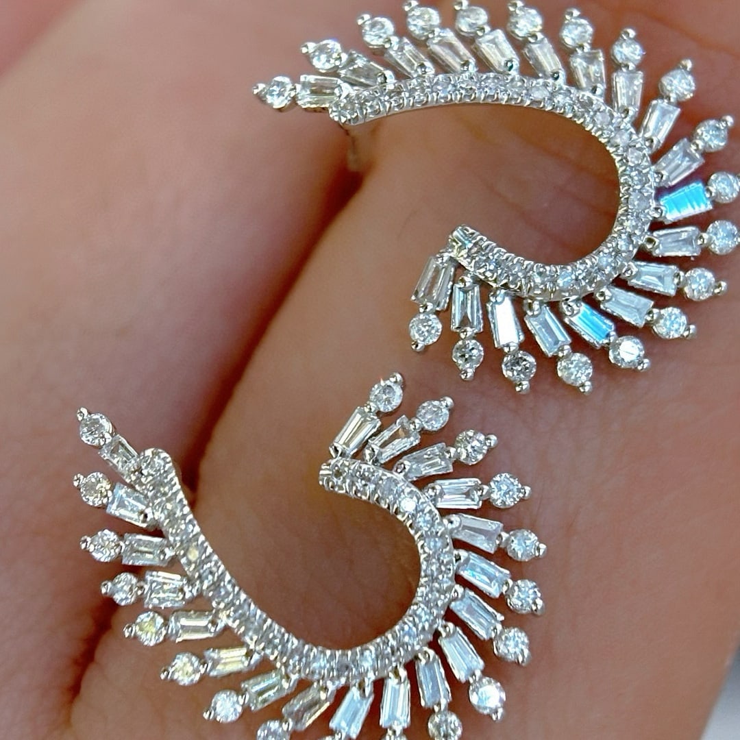 14k Gold 0.6 Ct Natural H Diamond Earrings - 2