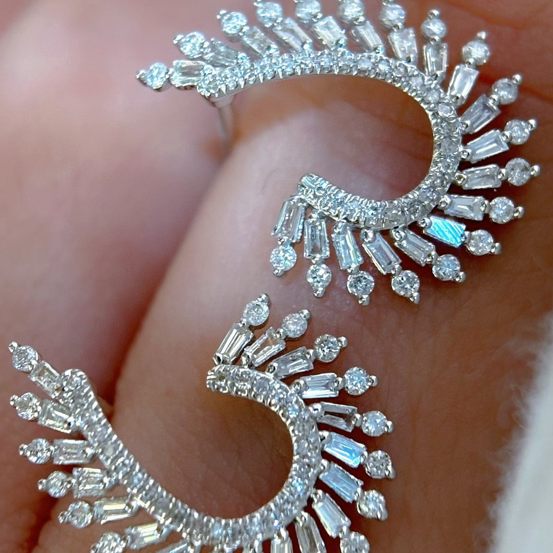 14k Gold 0.6 Ct Natural H Diamond Earrings - 4