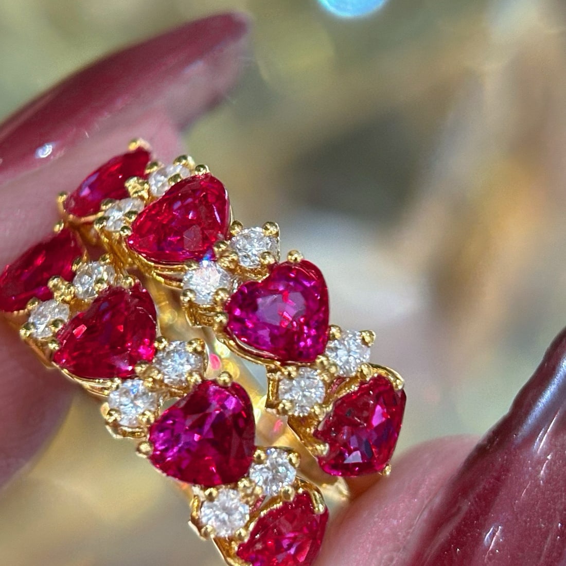 14k Gold 2.6 Ct Natural Ruby & Diamond Earrings - 3