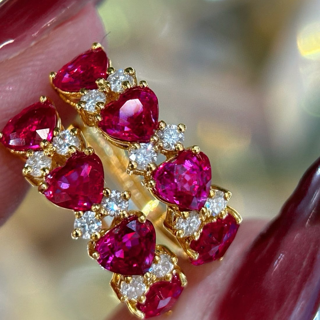 14k Gold 2.6 Ct Natural Ruby & Diamond Earrings - 4