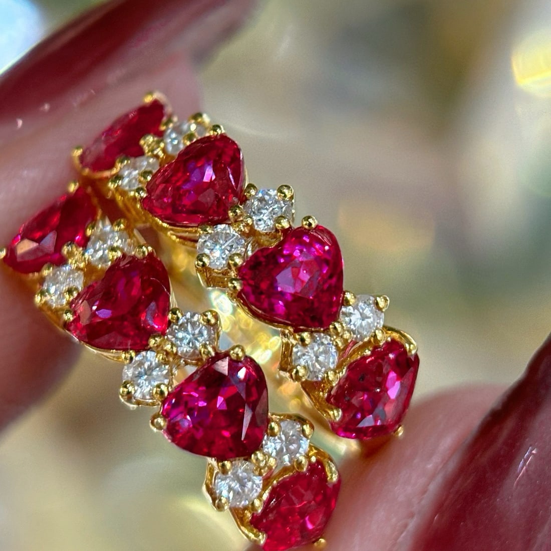 14k Gold 2.6 Ct Natural Ruby & Diamond Earrings - 5