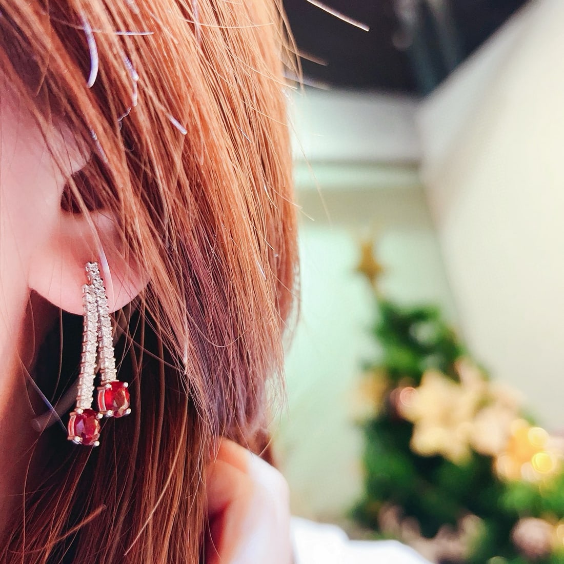 14k Gold 2.5 Ctw Natural Ruby & Diamond Earrings - 2