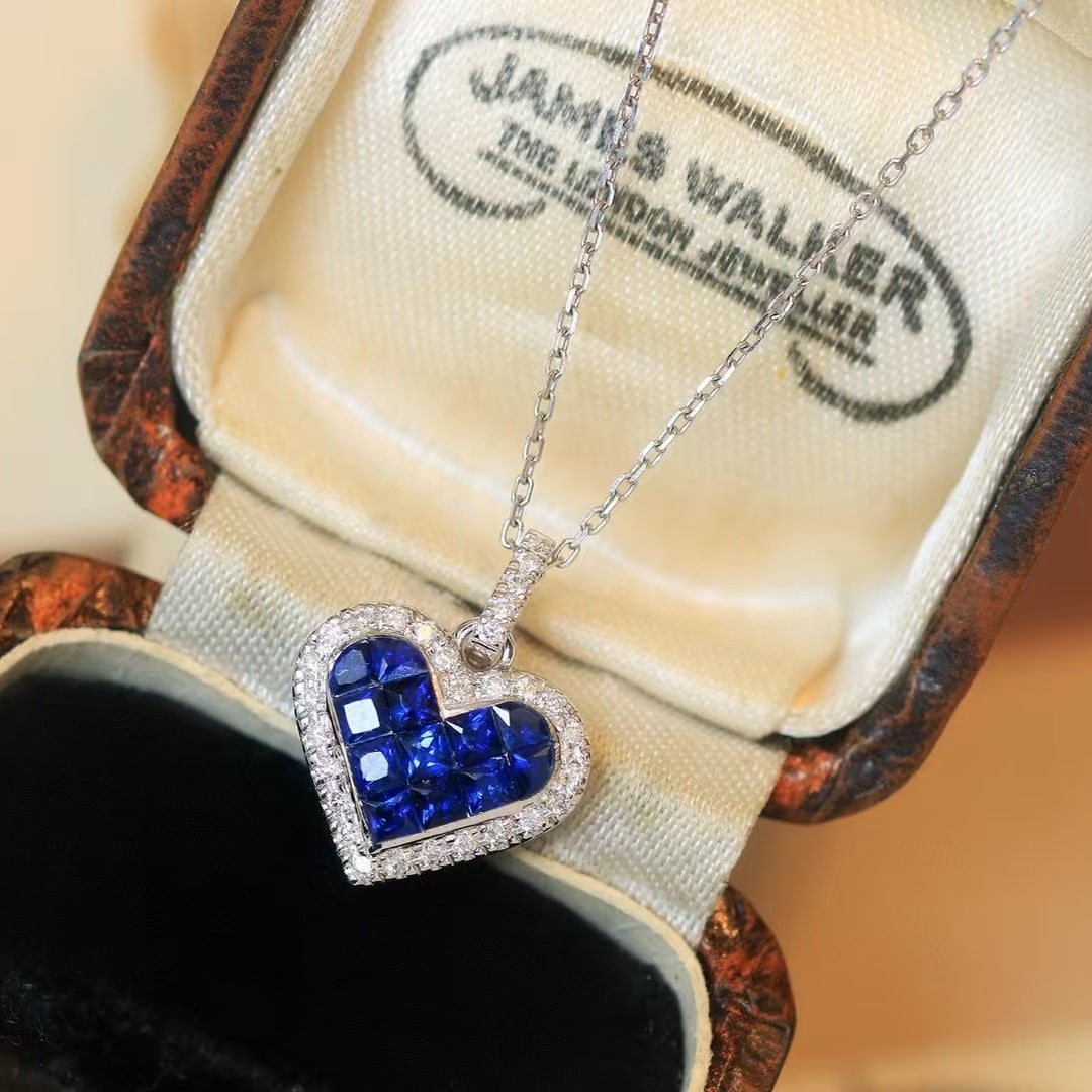 14k Gold 0.97 Ctw Natural Sapphire & Diamond Pendant( Without Chain ): Ref:230945192 // gold content:14k gold // main gemstone:sapphire // shape:other // carat weight:0. 8ct // color:royal blue // treatment:natural // // adjacent gemstone 2 : diamond // shape:round // ca