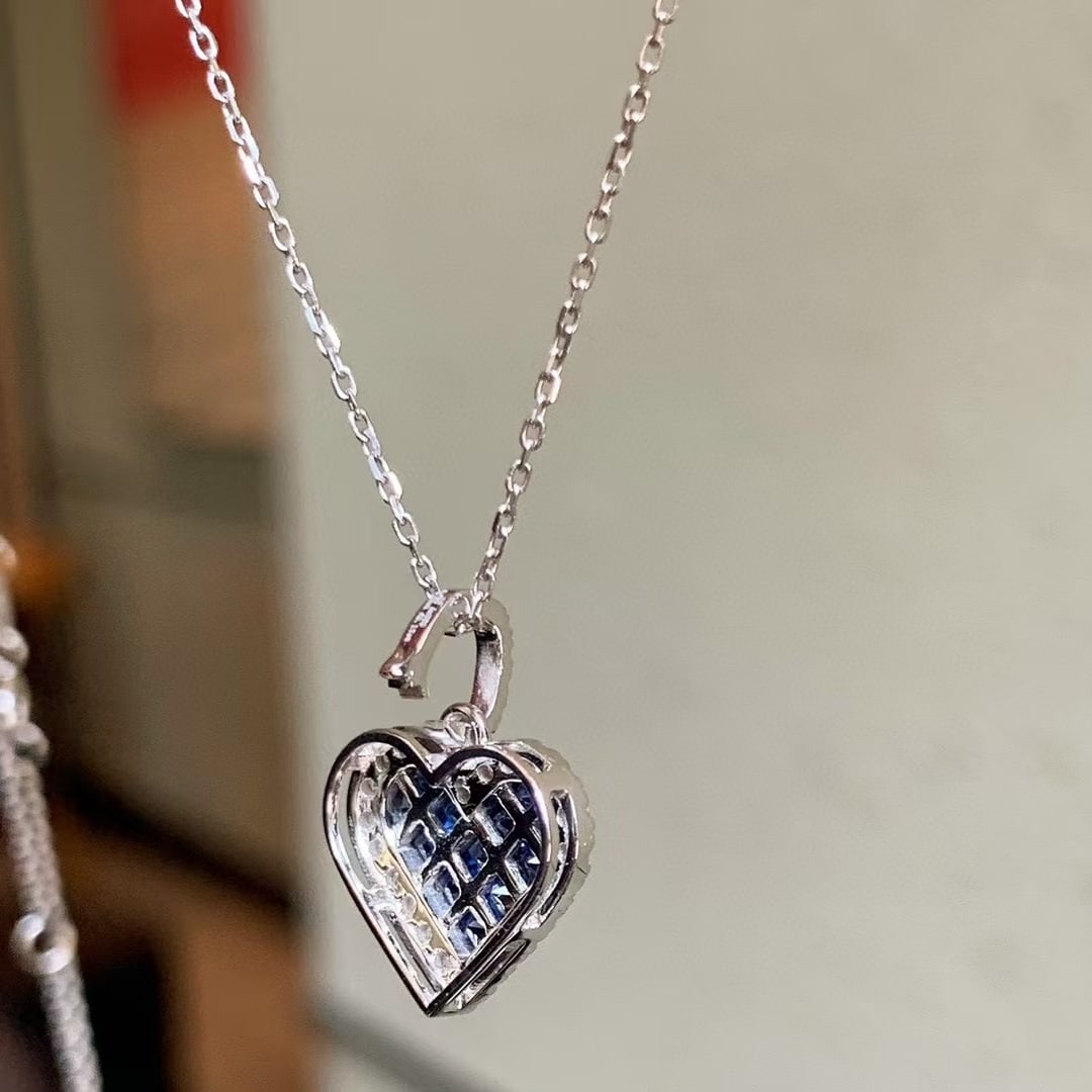 14k Gold 0.97 Ctw Natural Sapphire & Diamond Pendant( Without Chain ) - 4