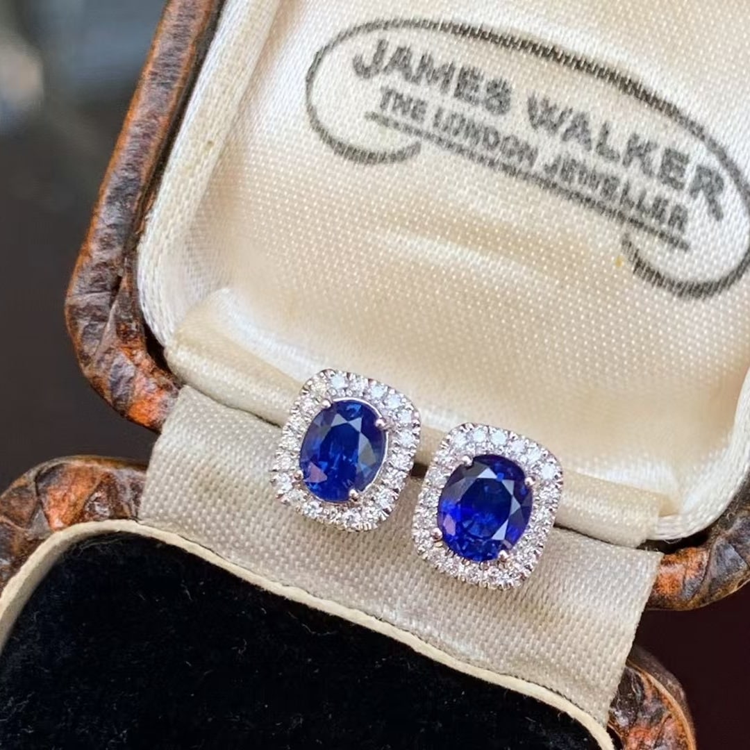 14k Gold 1.26 Ctw Natural Sapphire & Diamond Earrings - 3