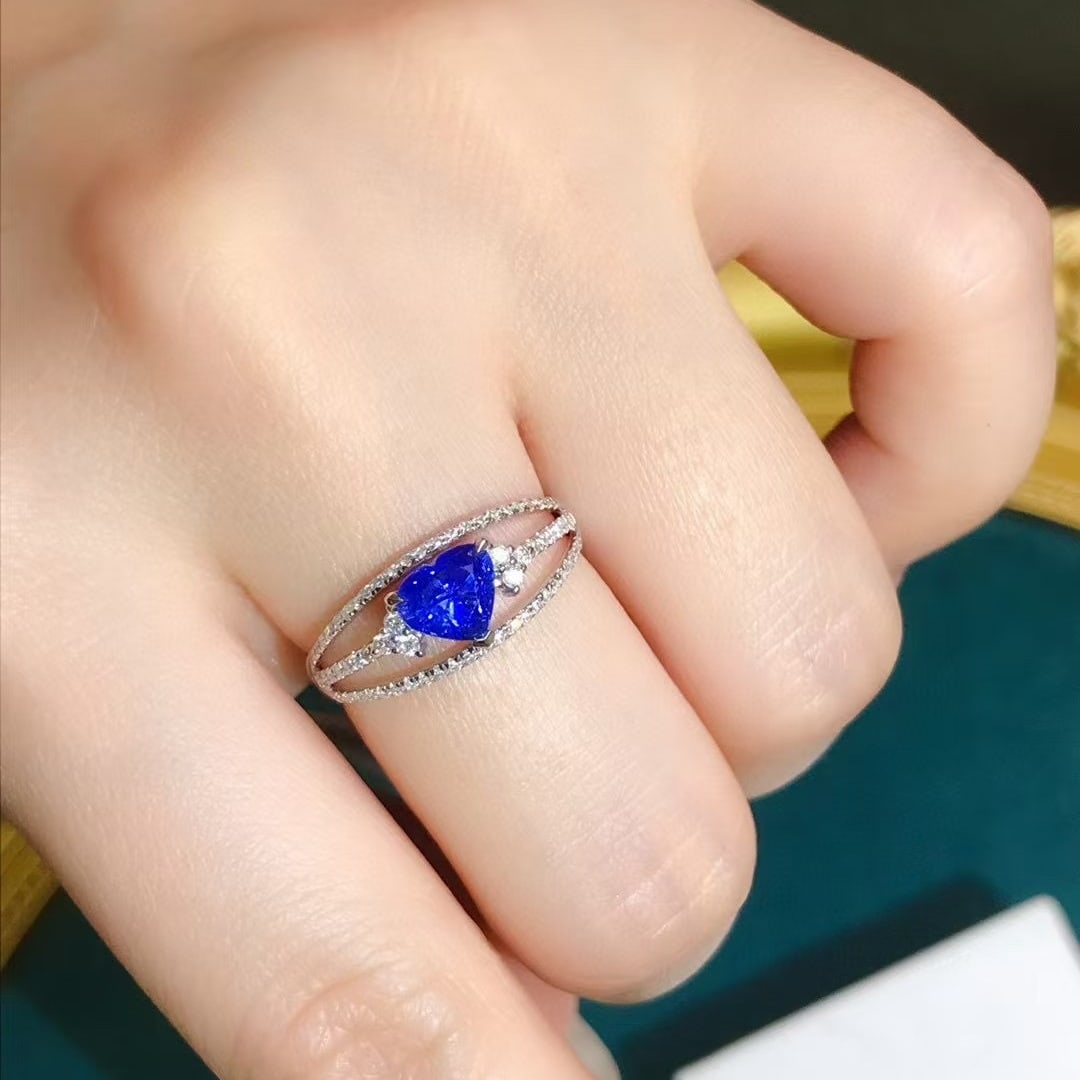 14k Gold 1.34 Ctw Natural Sapphire & Diamond Ring - 3