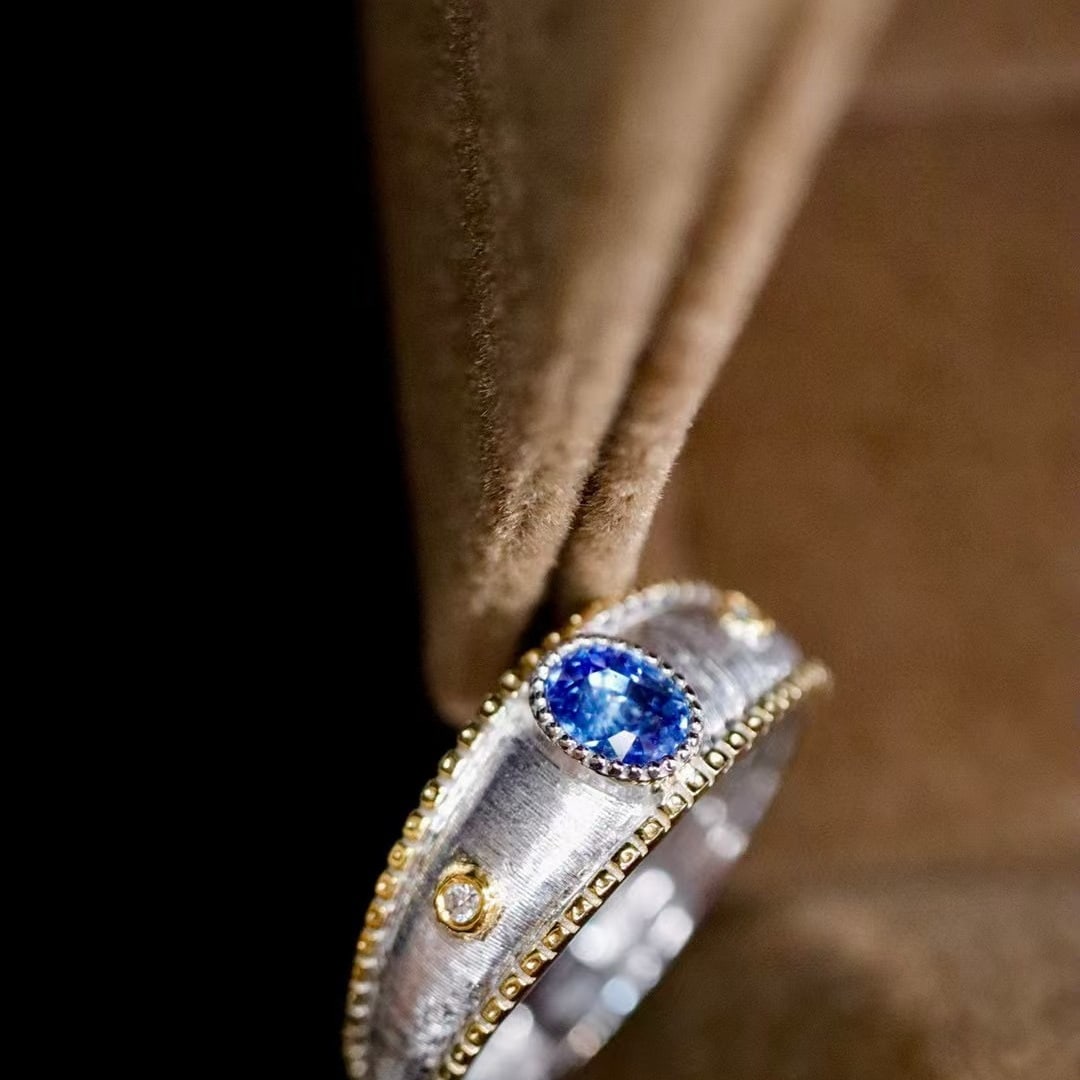 14k Gold 0.47 Ctw Natural Sapphire & Diamond Ring - 5