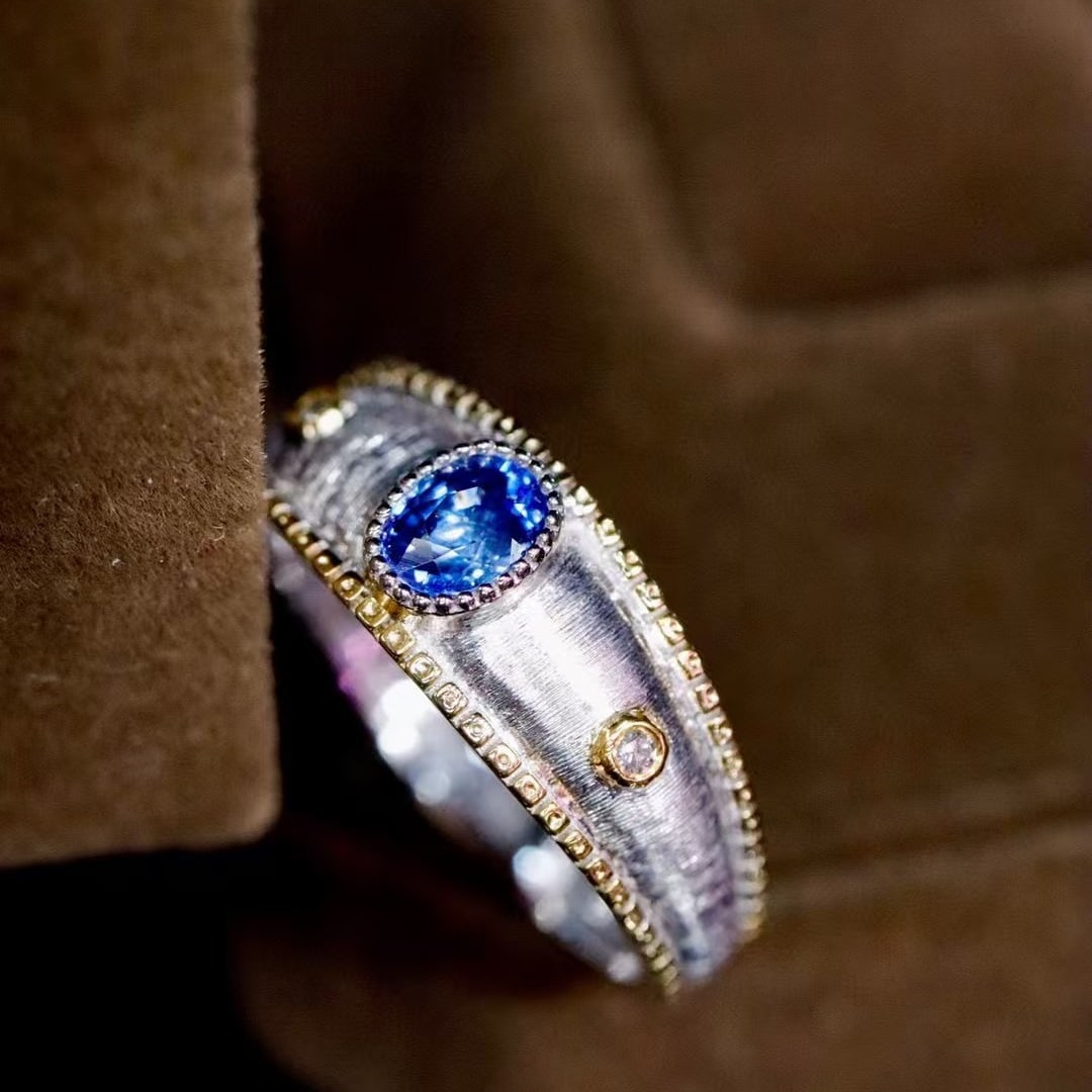 14k Gold 0.47 Ctw Natural Sapphire & Diamond Ring - 6