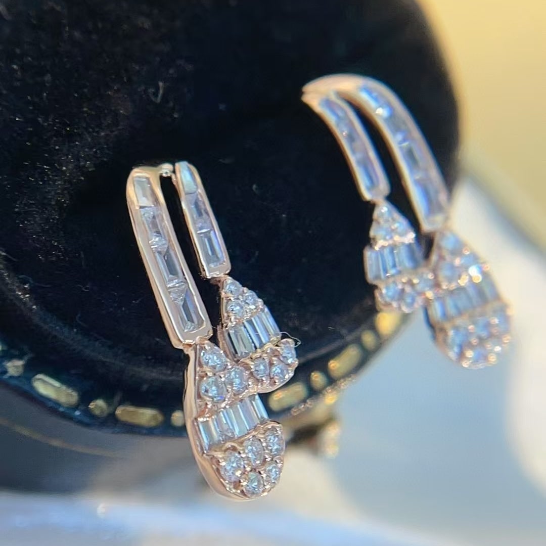 14k Gold 0.42 Ct Natural H Diamond Earrings - 4