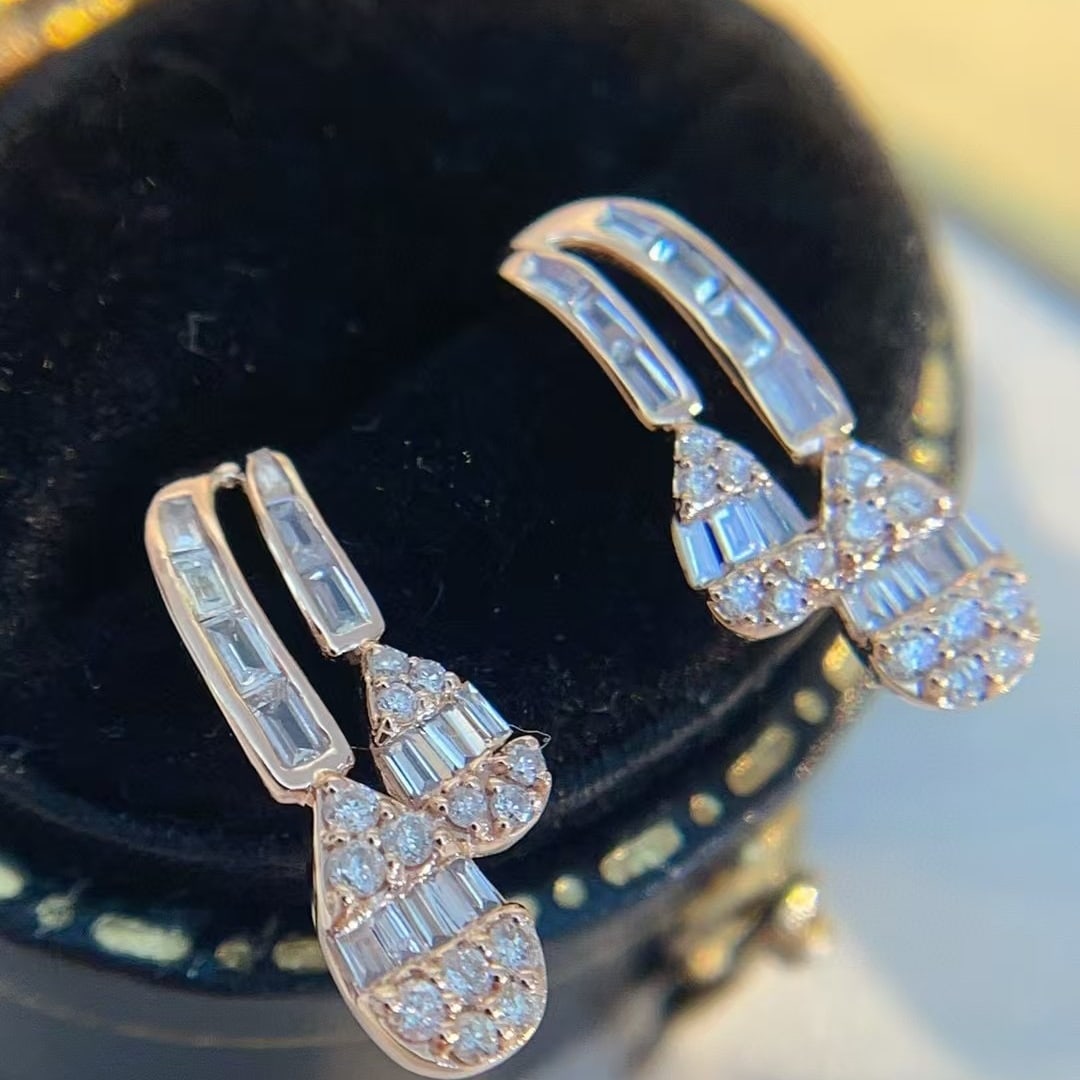 14k Gold 0.42 Ct Natural H Diamond Earrings - 5