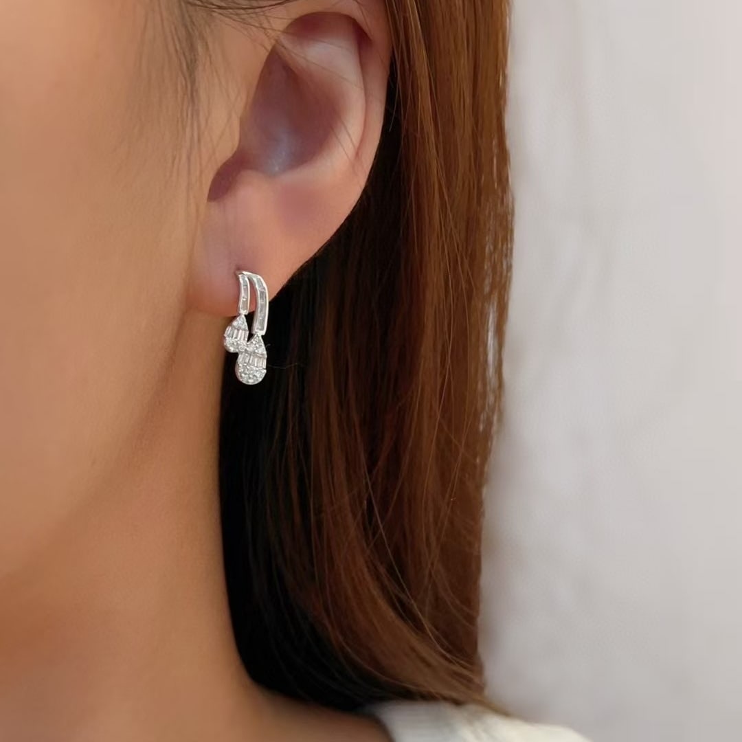 14k Gold 0.42 Ct Natural H Diamond Earrings - 6