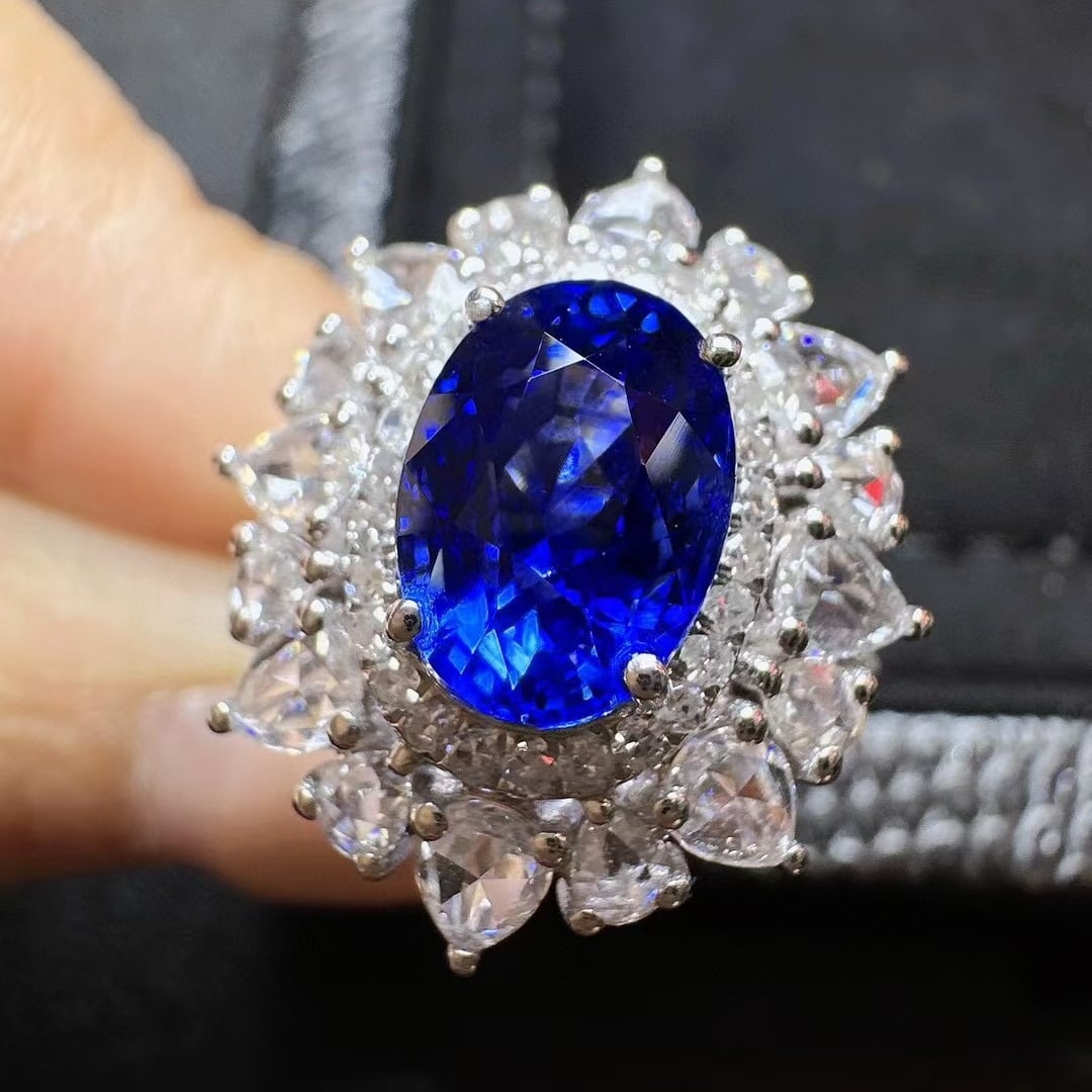 14k Gold 3.03 Ct Natural Sapphire & Diamond Ring/pendant( Without Chain ) - 3