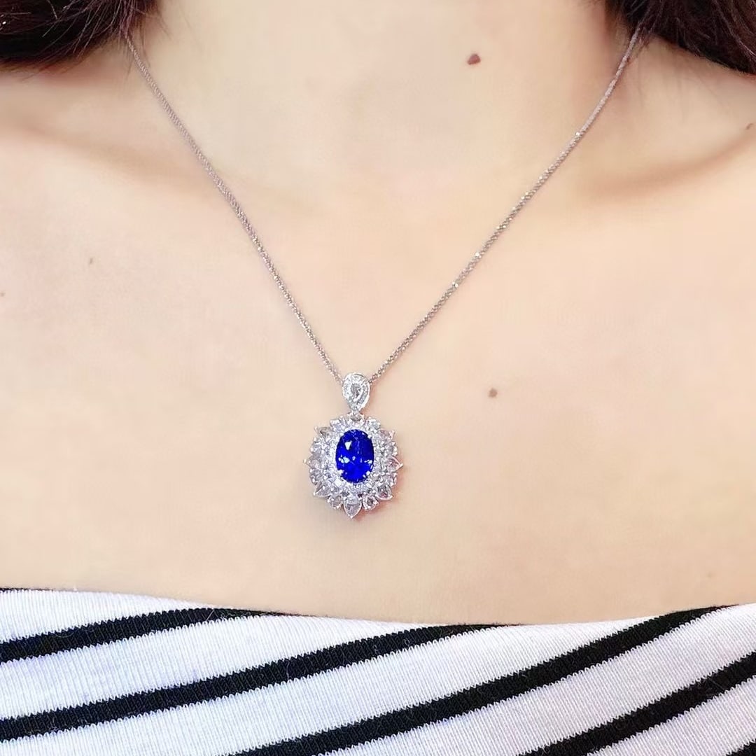 14k Gold 3.03 Ct Natural Sapphire & Diamond Ring/pendant( Without Chain ) - 6