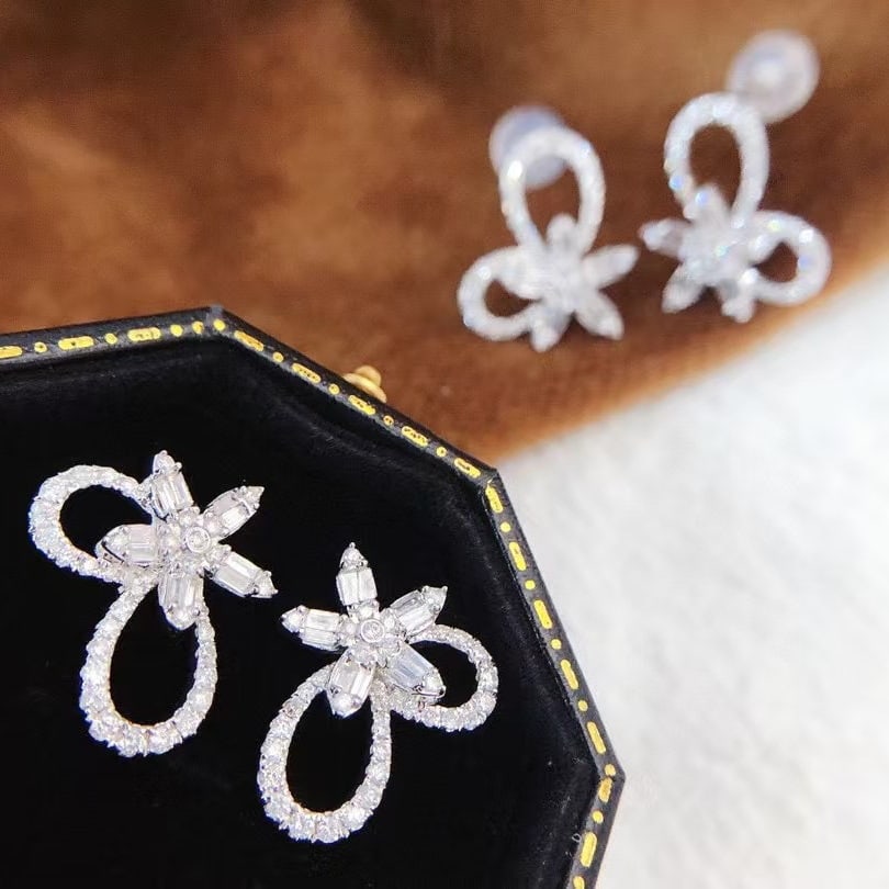 14k Gold 0.5 Ct Natural H Diamond Earrings - 4