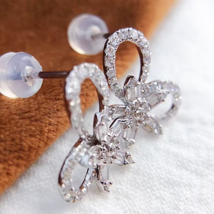 14k Gold 0.5 Ct Natural H Diamond Earrings - 6