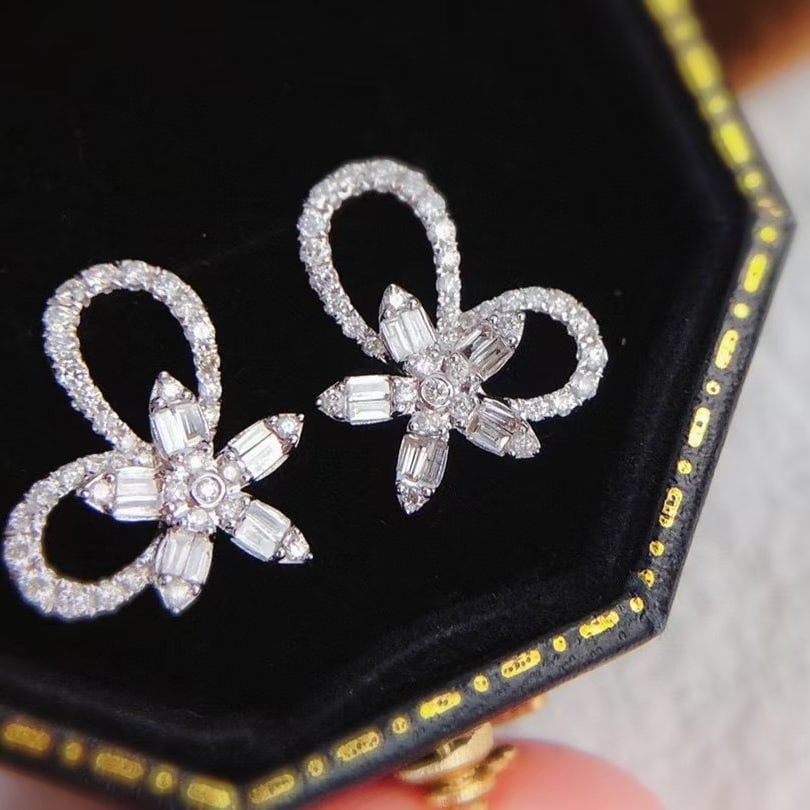 14k Gold 0.5 Ct Natural H Diamond Earrings - 7