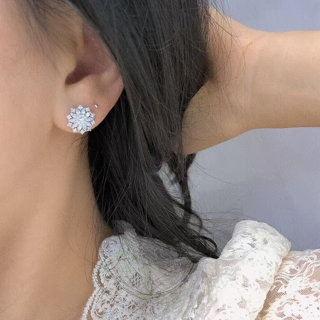 14k Gold 0.9 Ct Natural H Diamond Earrings - 6