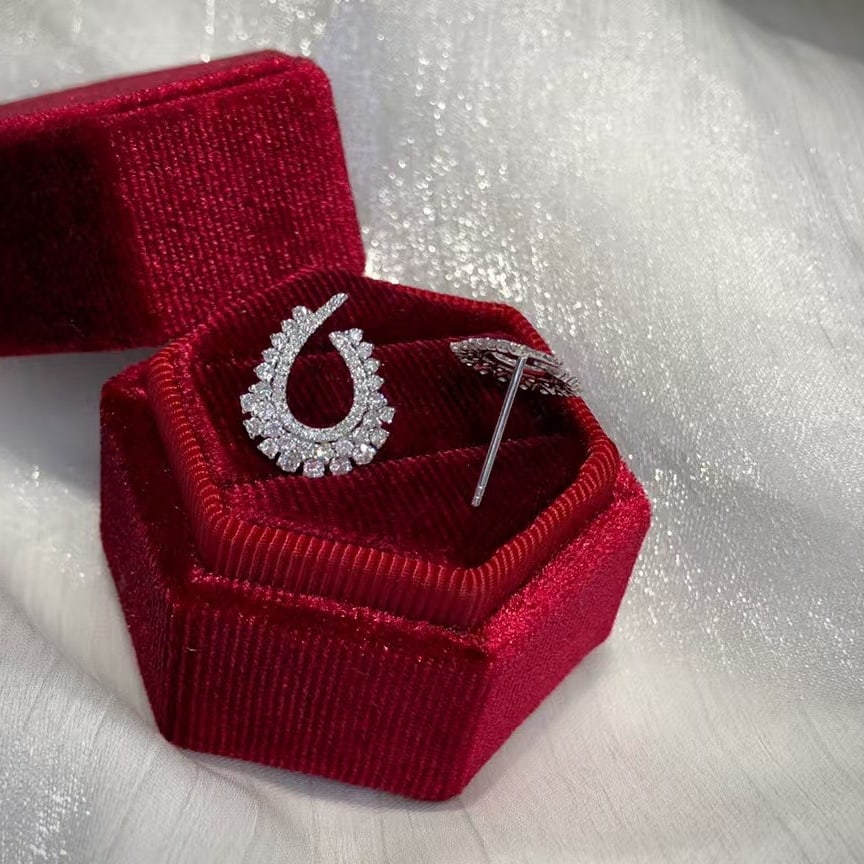 14k Gold 0.98 Ct Natural H Diamond Earrings - 2