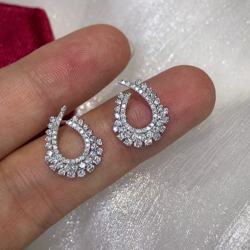 14k Gold 0.98 Ct Natural H Diamond Earrings - 3