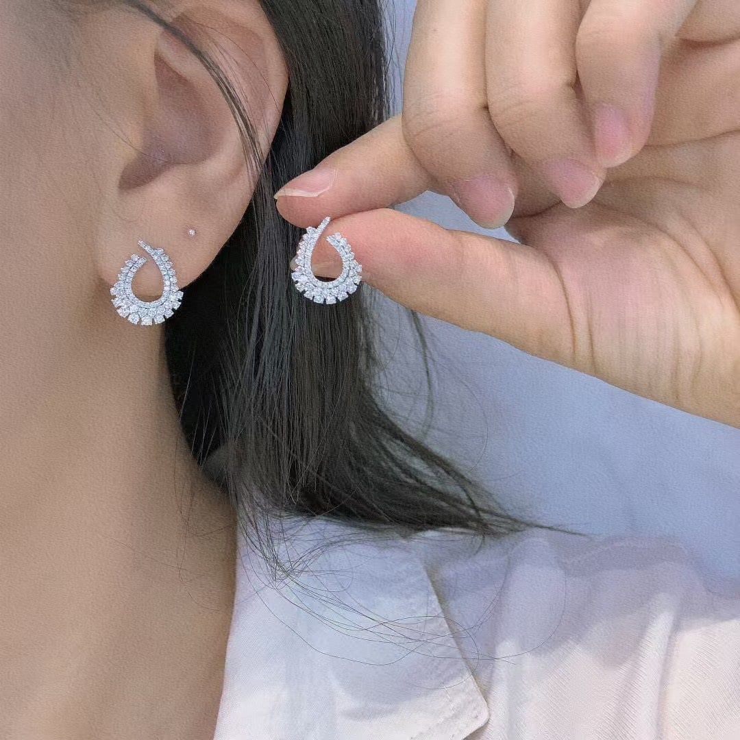 14k Gold 0.98 Ct Natural H Diamond Earrings - 5