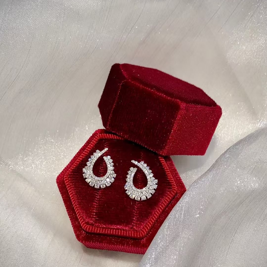 14k Gold 0.98 Ct Natural H Diamond Earrings - 6