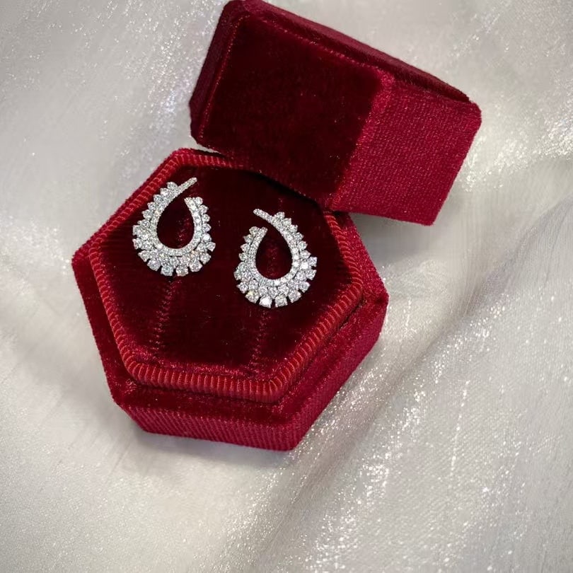 14k Gold 0.98 Ct Natural H Diamond Earrings - 7